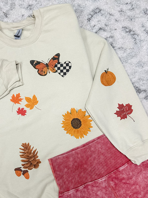 Fall Sticker Trend Graphic Sweatshirt