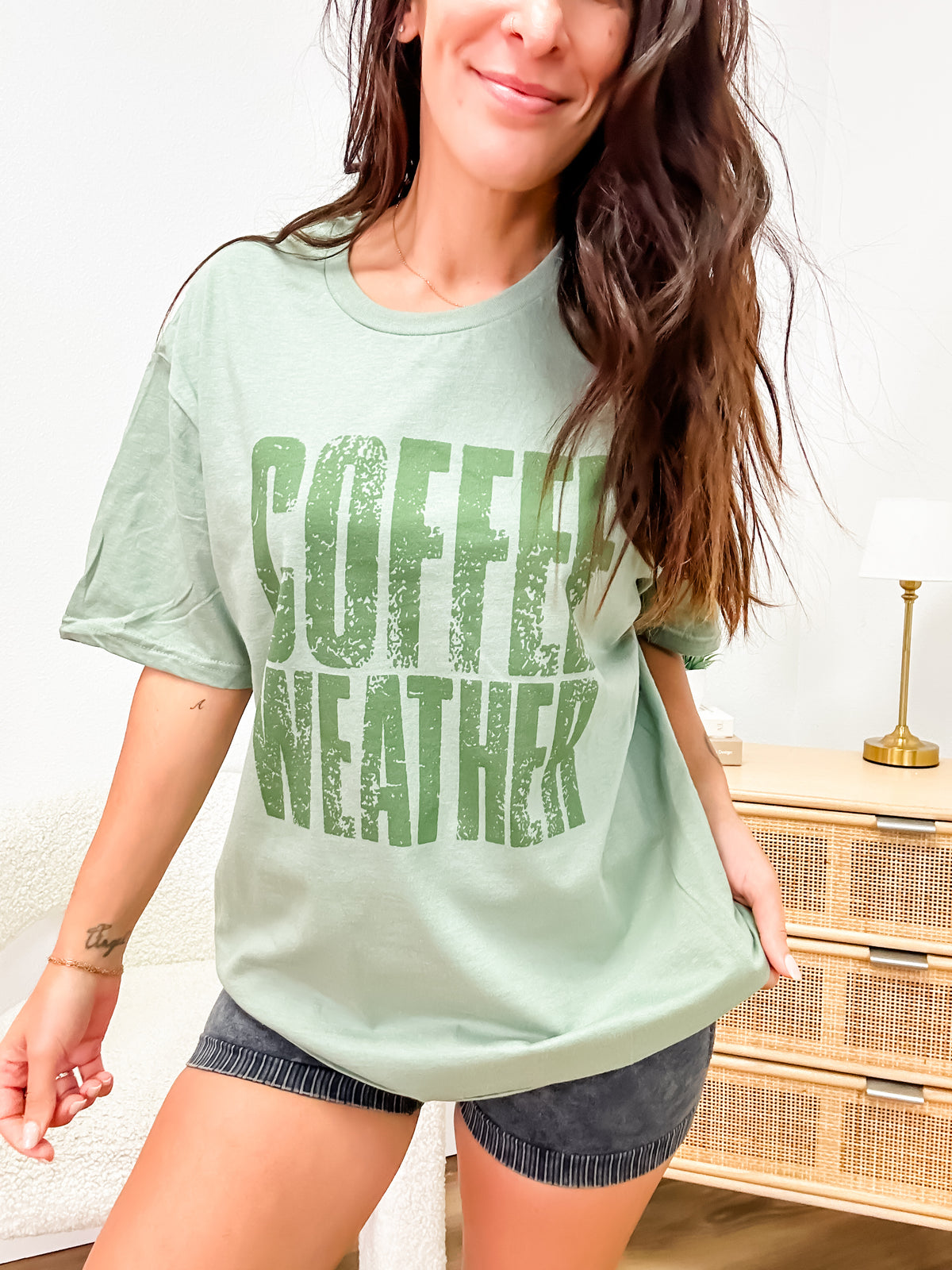Distressed Coffee Weather Graphic Tee CO.C.