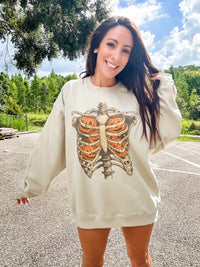Pumpkin Ribcage Graphic Top