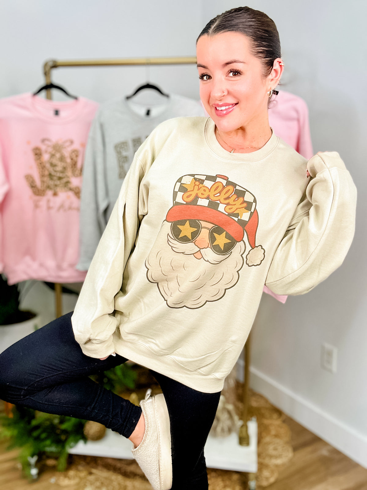 Checker Trucker Santa Graphic Top