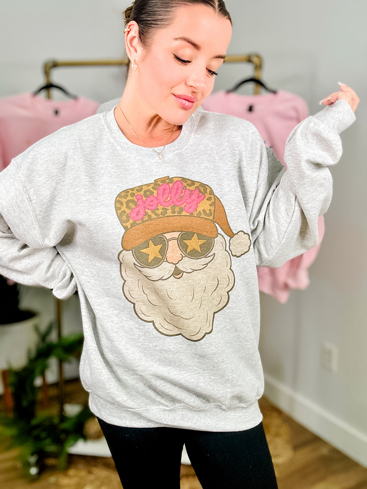 Leopard Trucker Santa Graphic Top