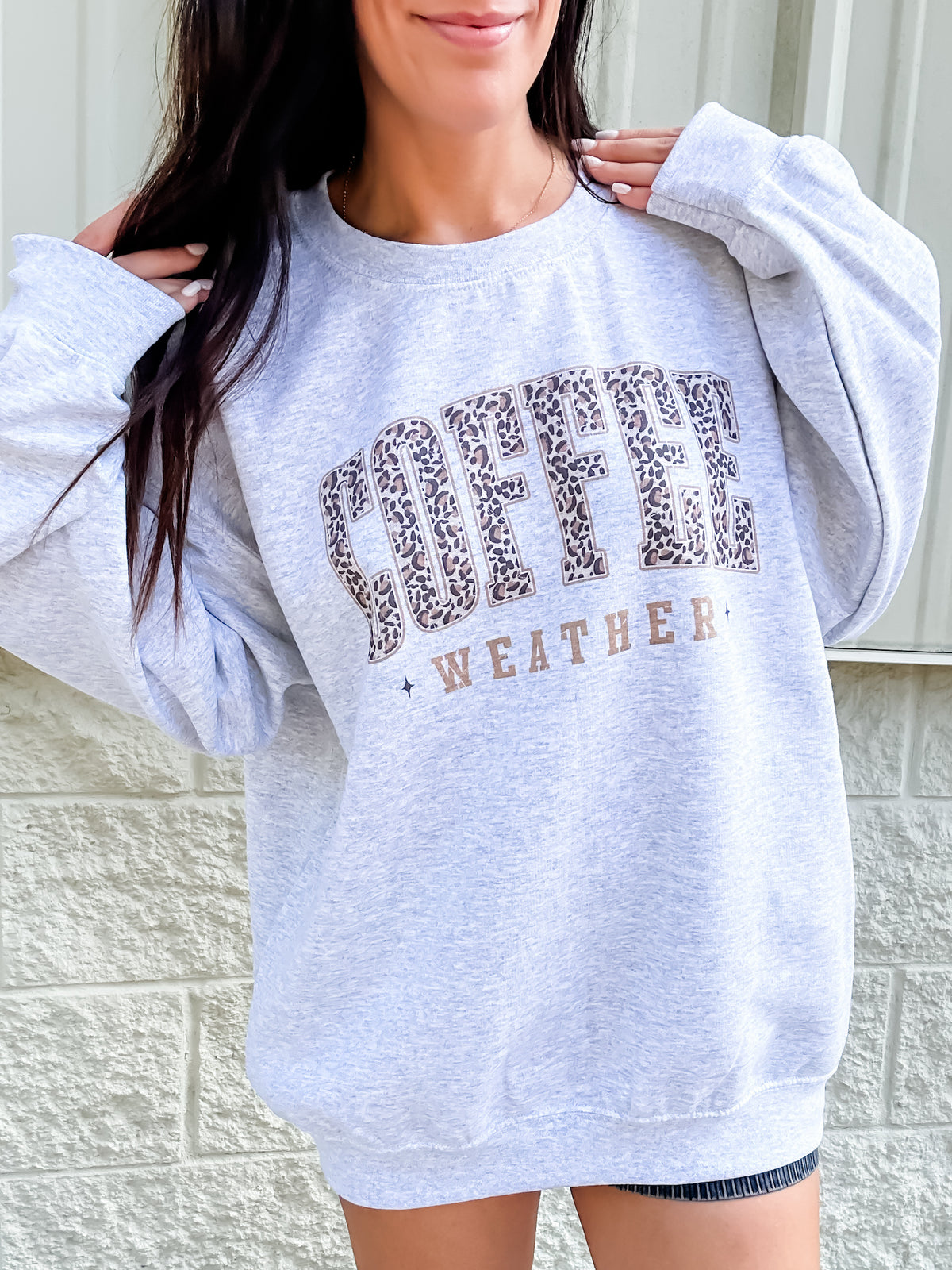 Leopard Coffee Weather Graphic Top