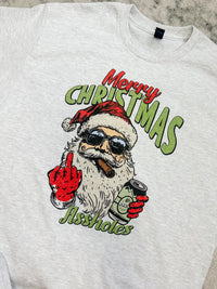 Middle Finger Santa Graphic Top