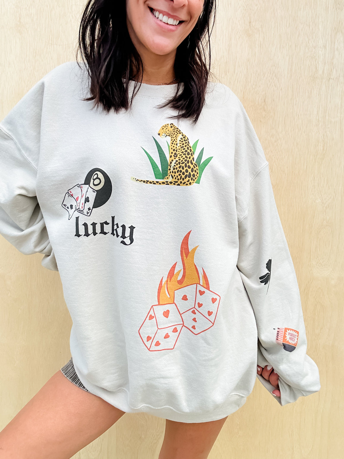 Trendy Sticker Trend Graphic Sweatshirt