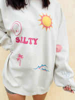 Beachy Sticker Trend Graphic Sweatshirt