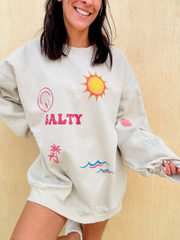 Beachy Sticker Trend Graphic Sweatshirt