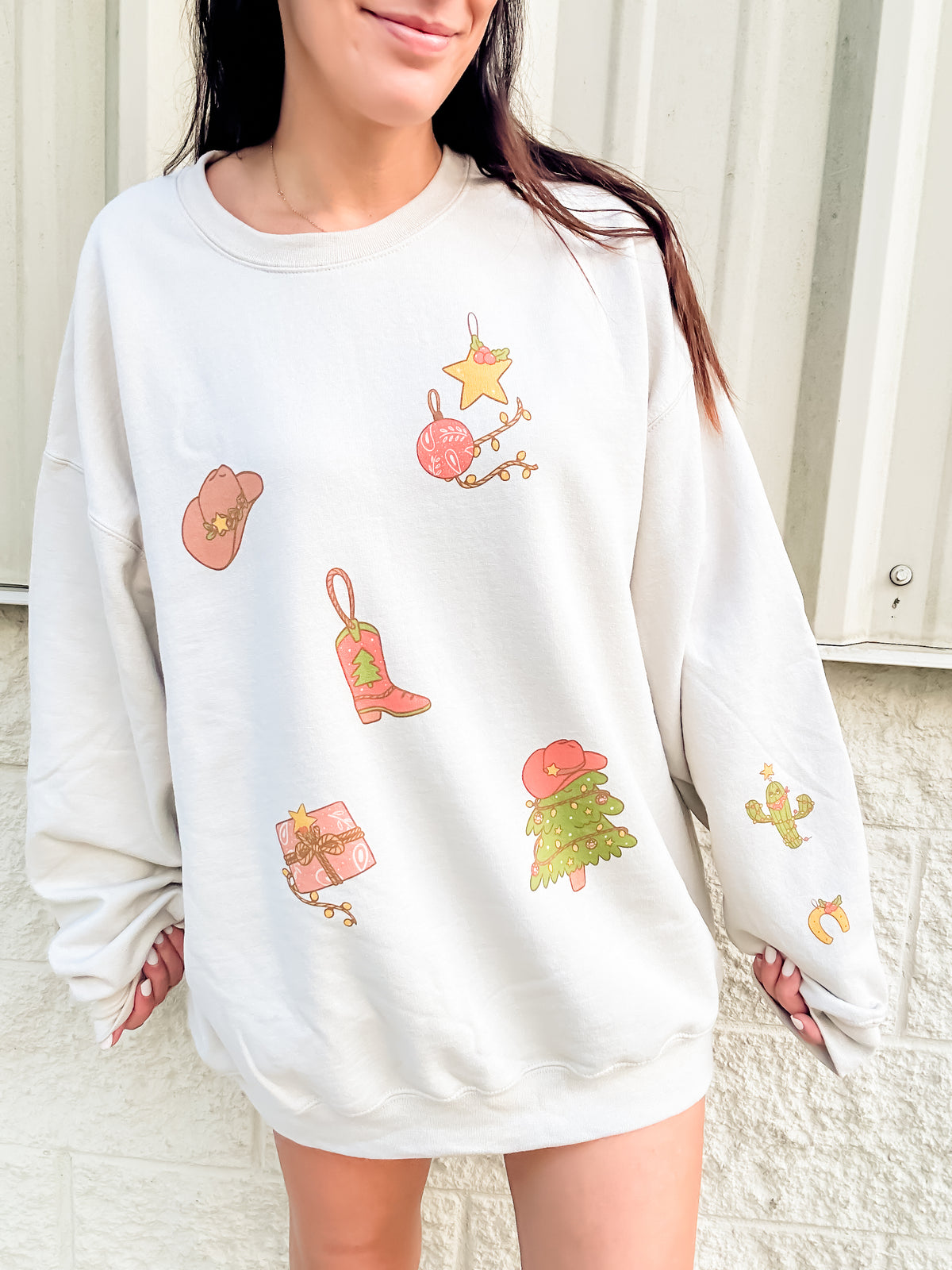 Christmas Western Sticker Trend Graphic Top