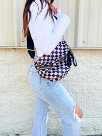 Tan Black Checkered Sling Bag