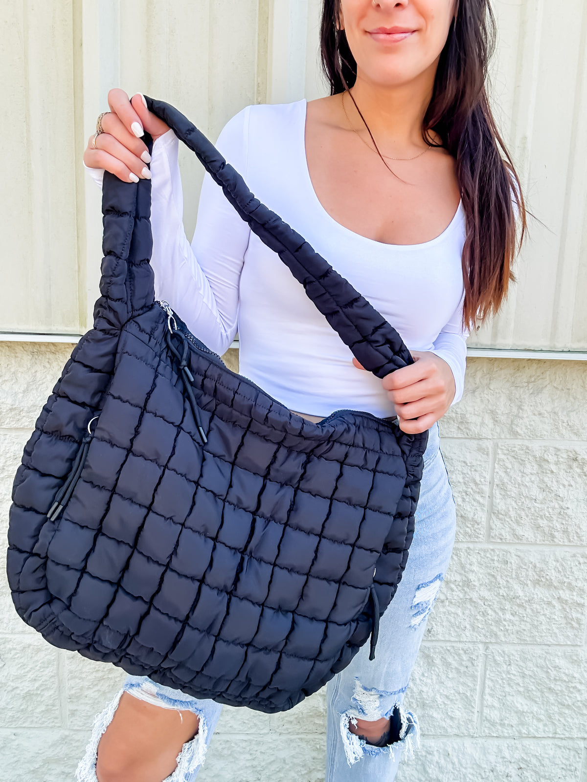 Black Quilted Puffer Bag