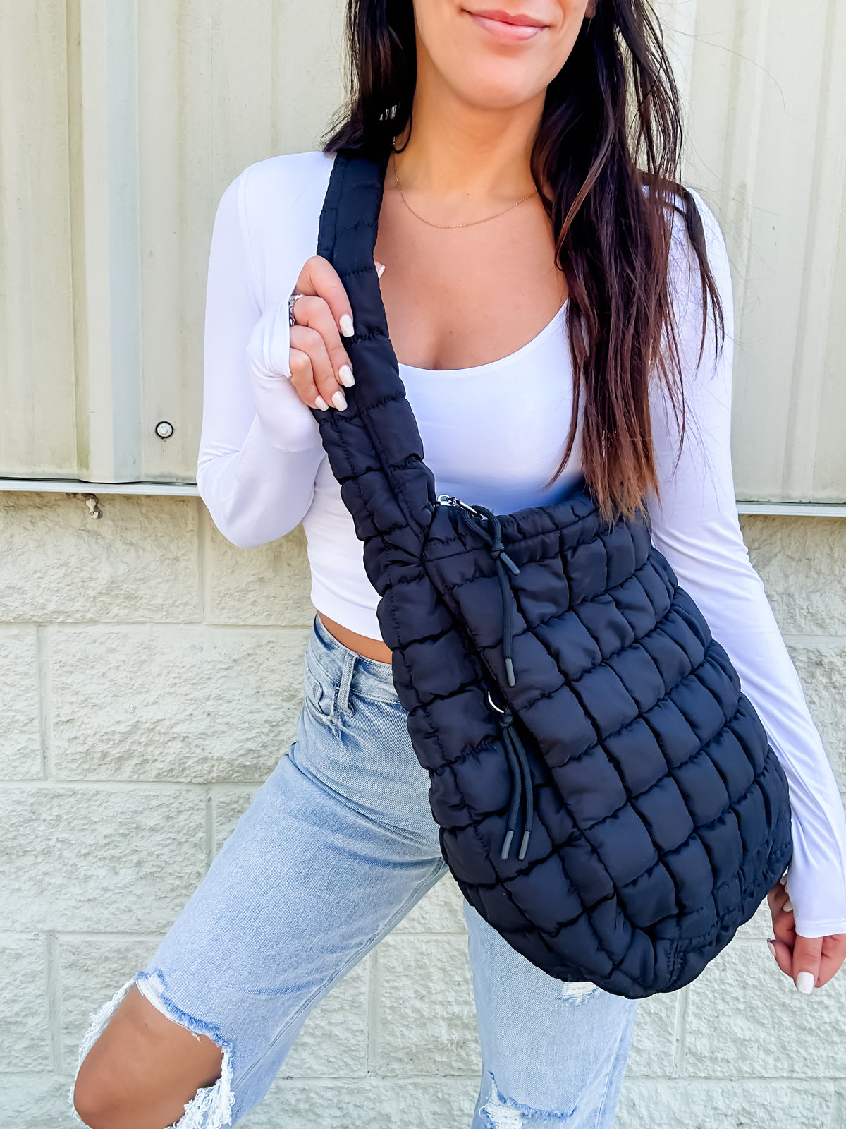 Black Quilted Puffer Bag