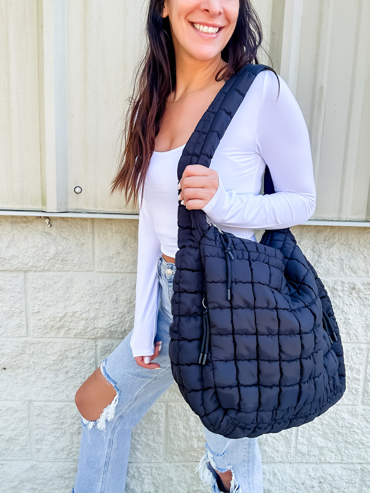Black Quilted Puffer Bag
