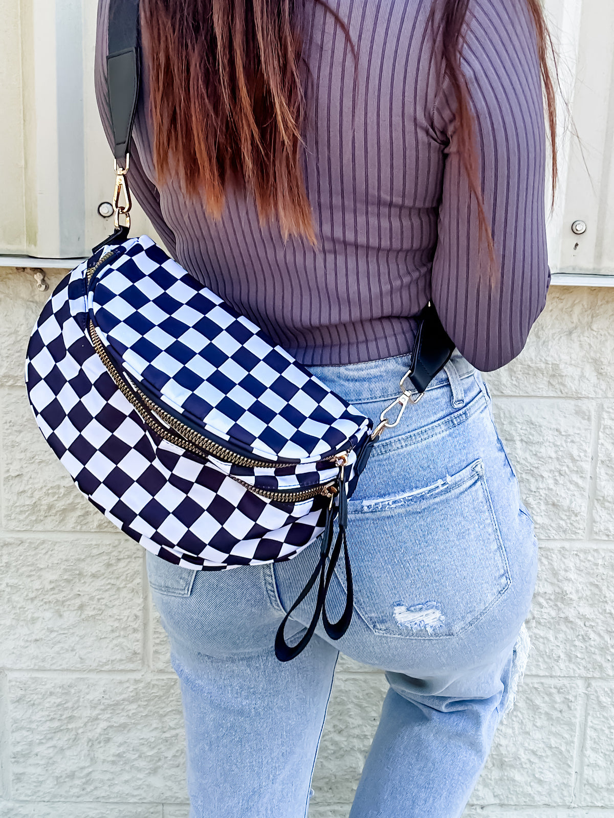 Black Checkered Sling Bag