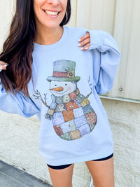 Patchwork Snowman Graphic Top