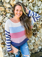 Straight To The Point Lavender Color Block Top