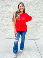 Deeper Connections Red Flared Sleeve Top