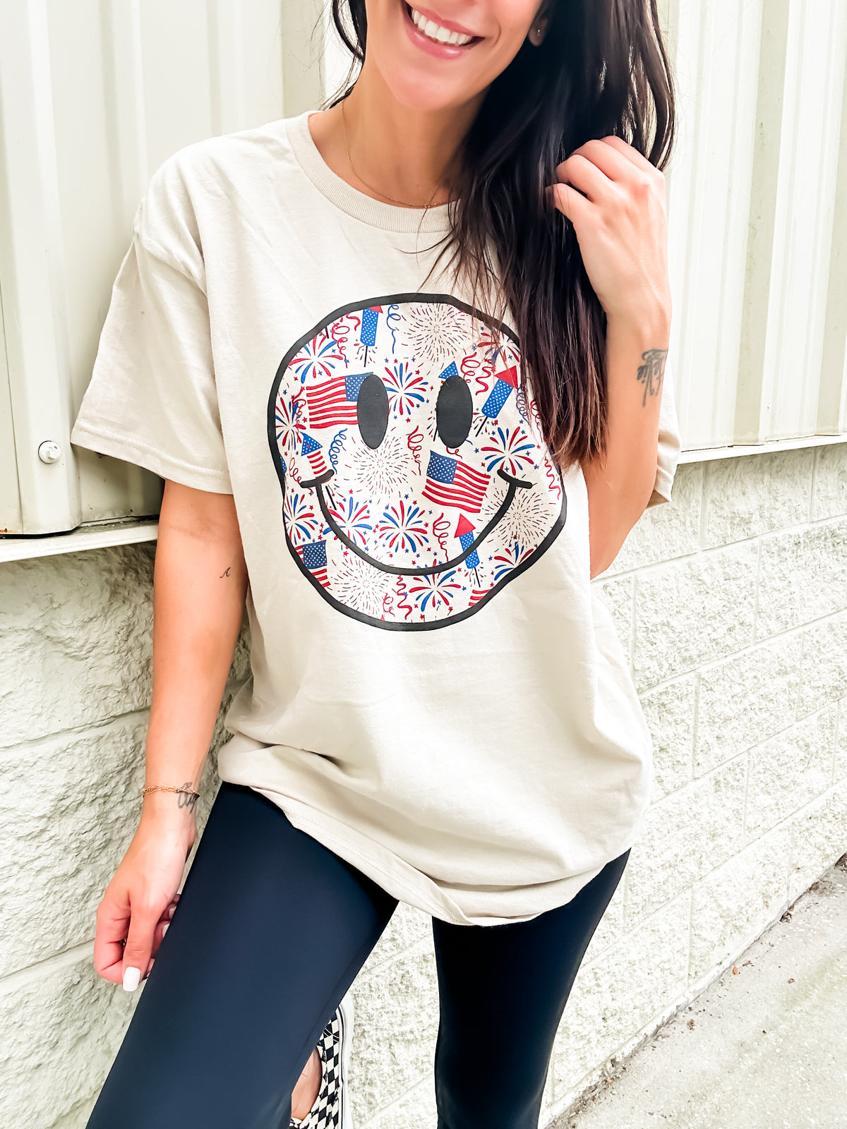 Patriotic Smiley Graphic Top