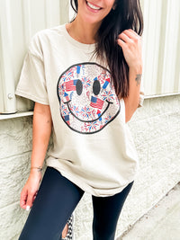 Patriotic Smiley Graphic Top