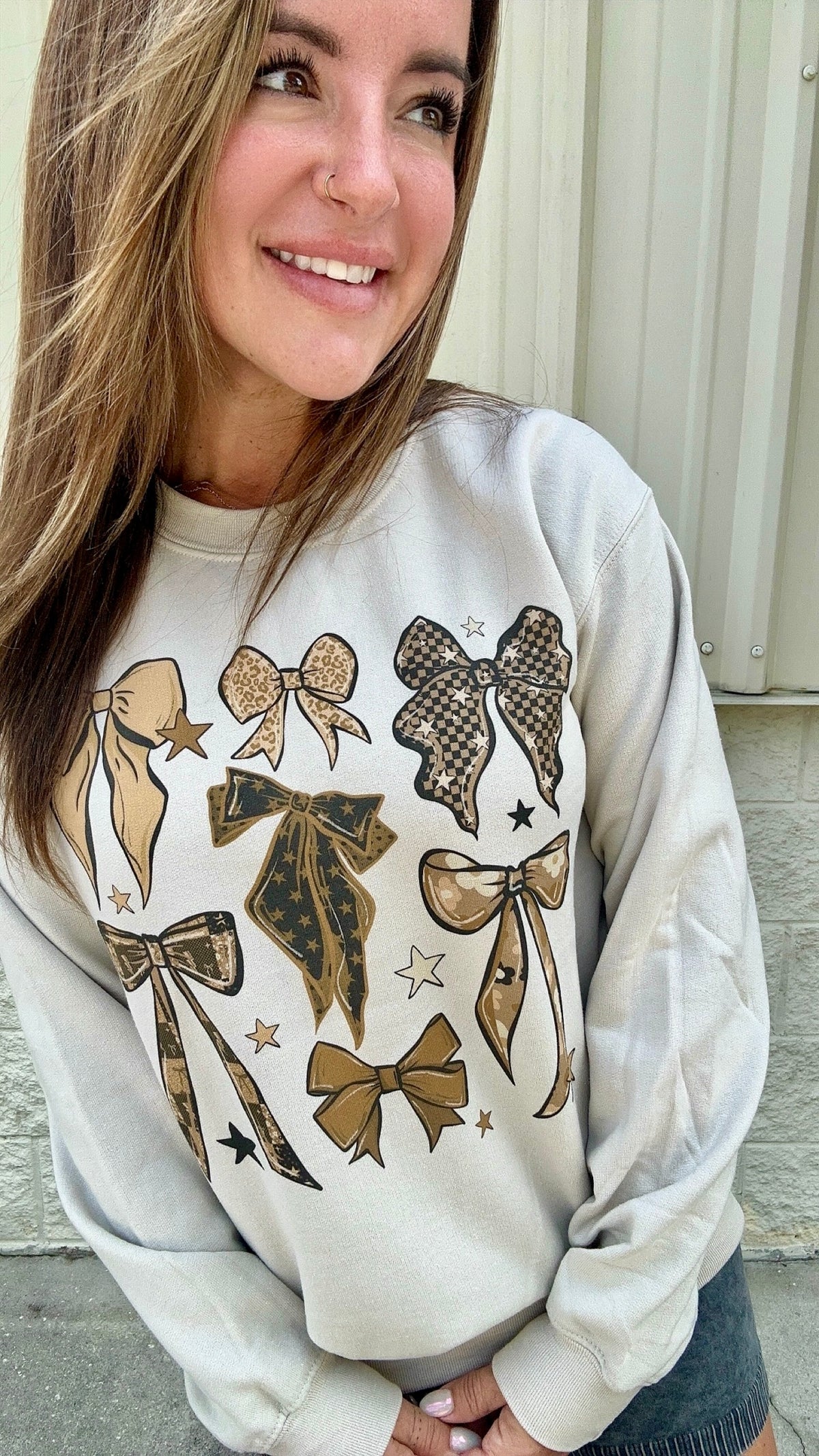 Brown Bows Graphic Top