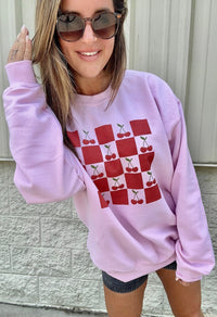 Cherry Grid Graphic Top