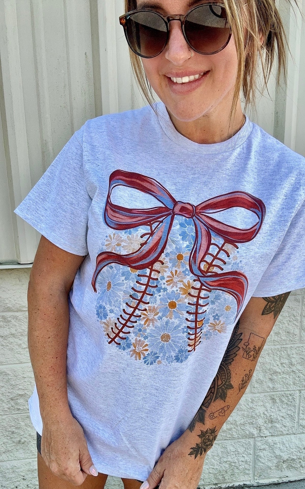 Floral Baseball Graphic Top