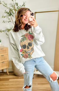 Floral Leopard Skull Graphic Top