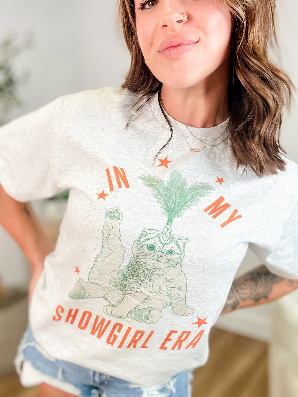 Cat Showgirl Graphic Top