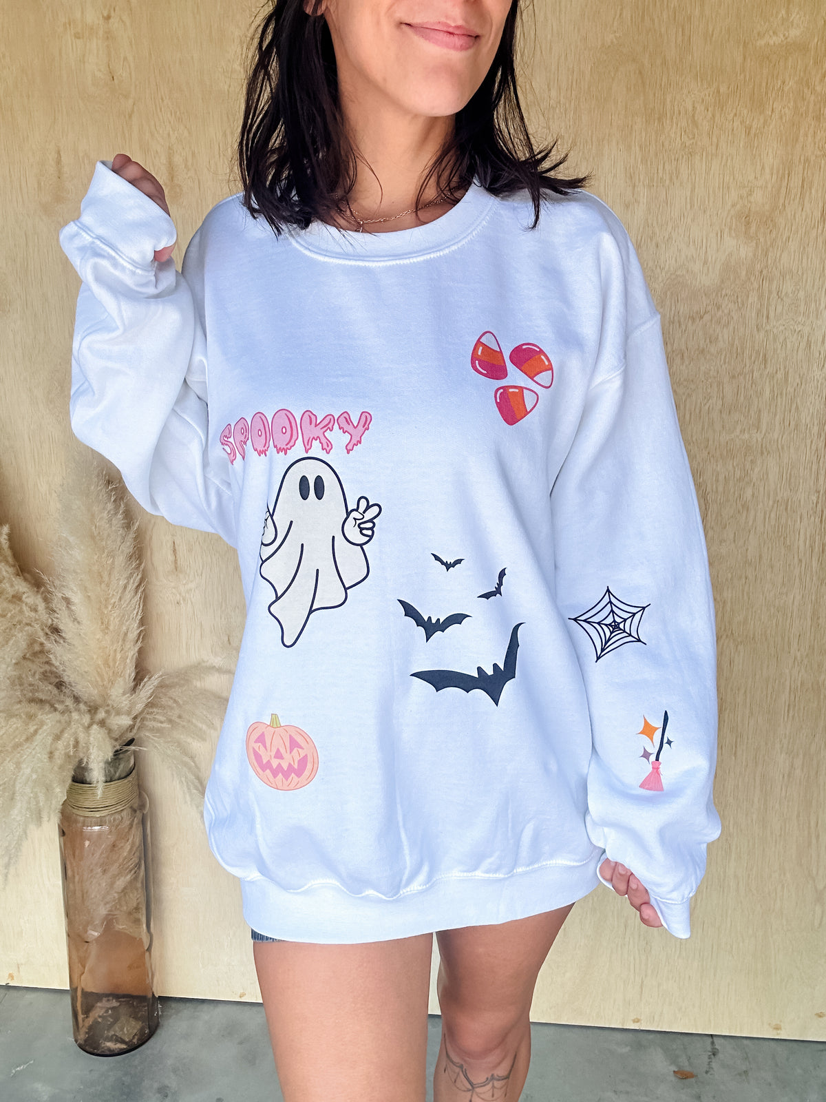 Spooky Sticker Trend Graphic Sweatshirt