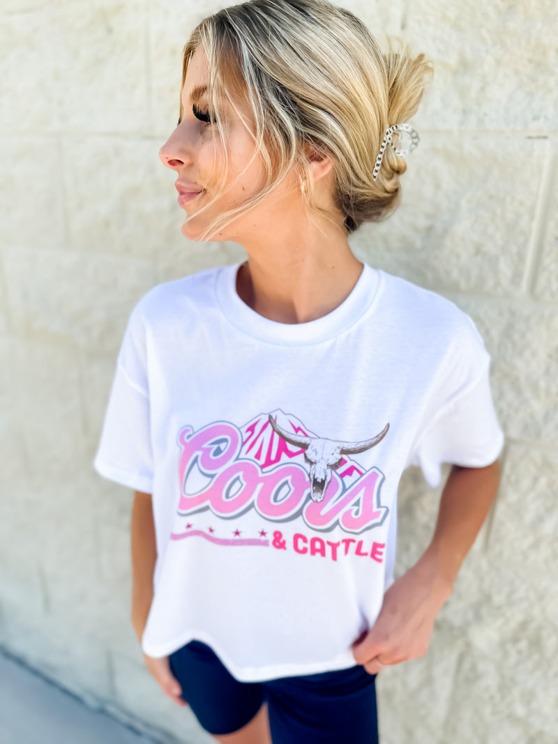 Coors & Cattle Graphic Cropped Tee