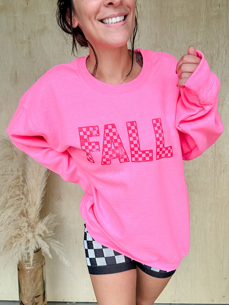 Checkered Fall Graphic Pullover