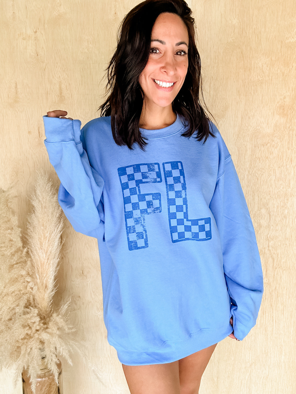 Custom Checkered Initial Graphic Pullover