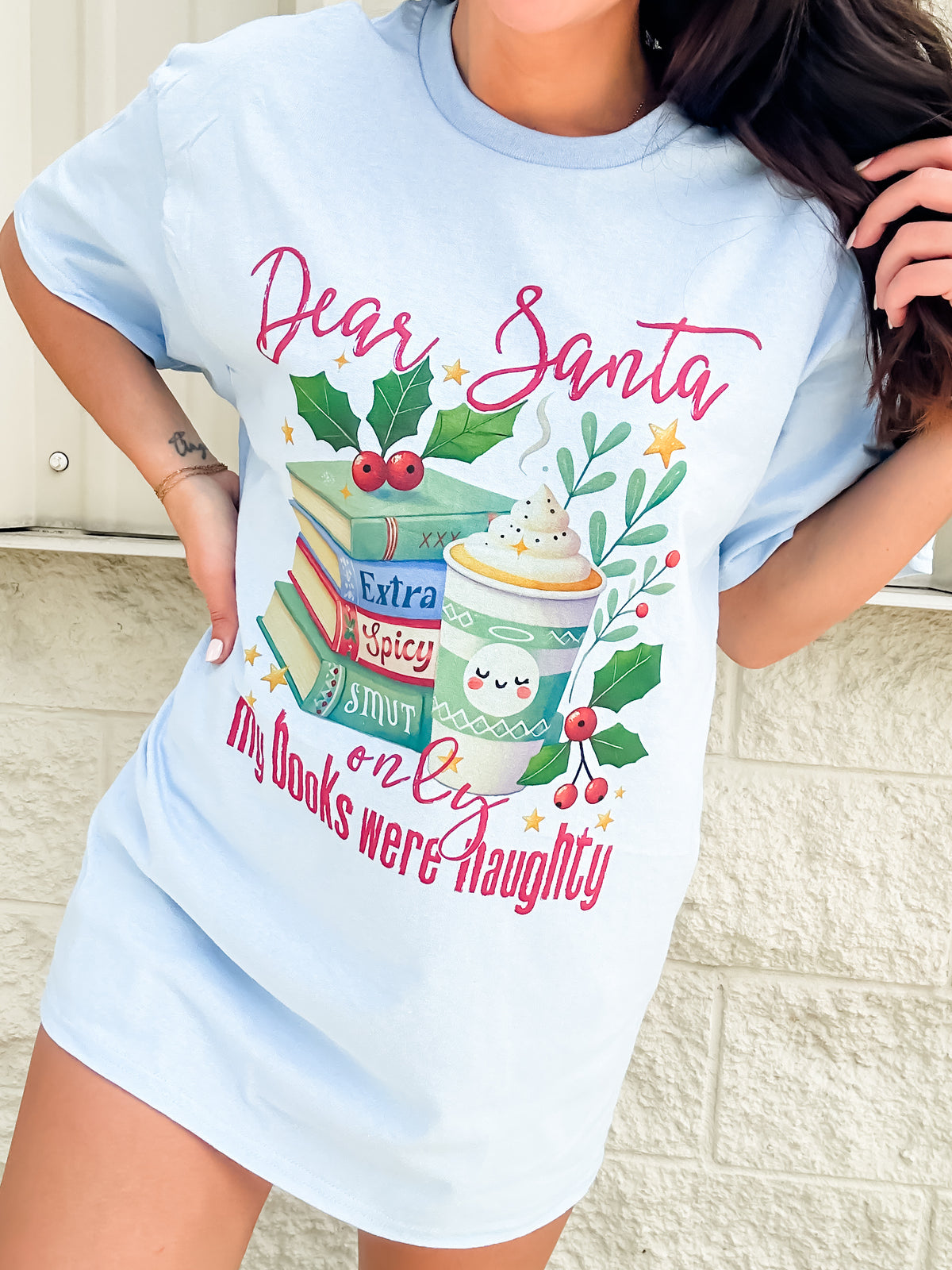 Naughty Books Santa Graphic Top