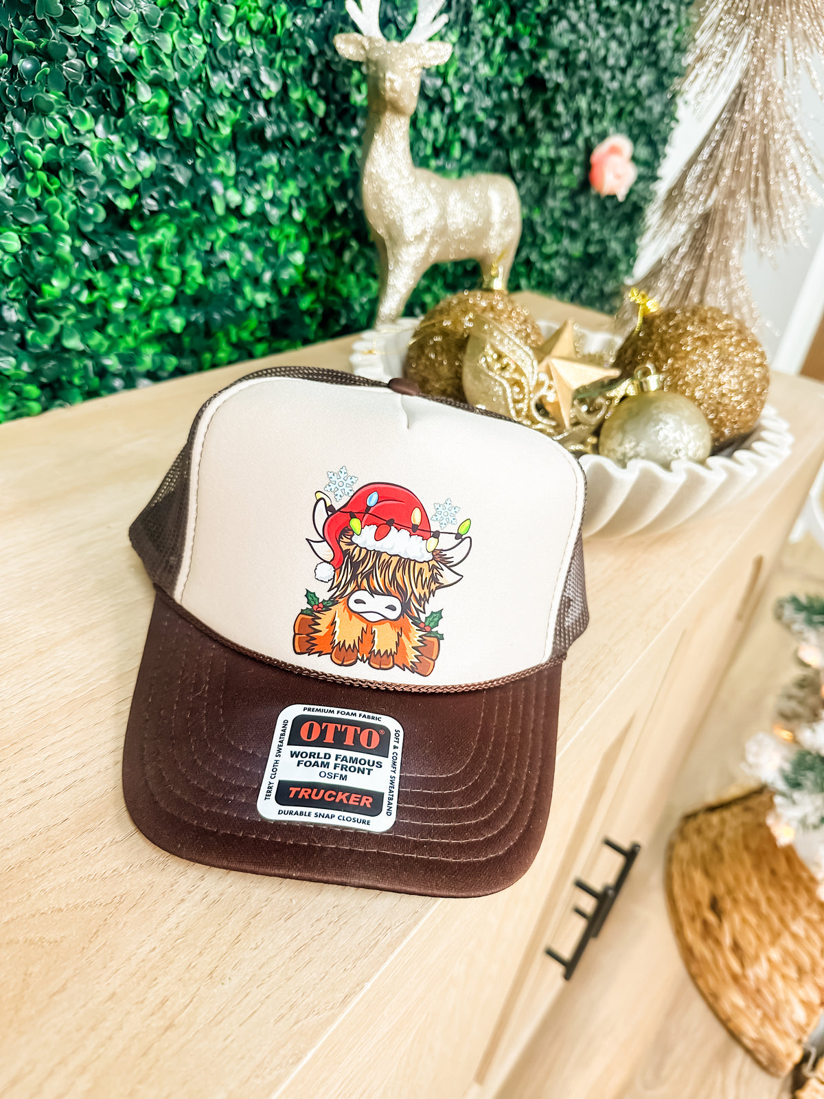 Custom Color Christmas Cow Trucker Hat