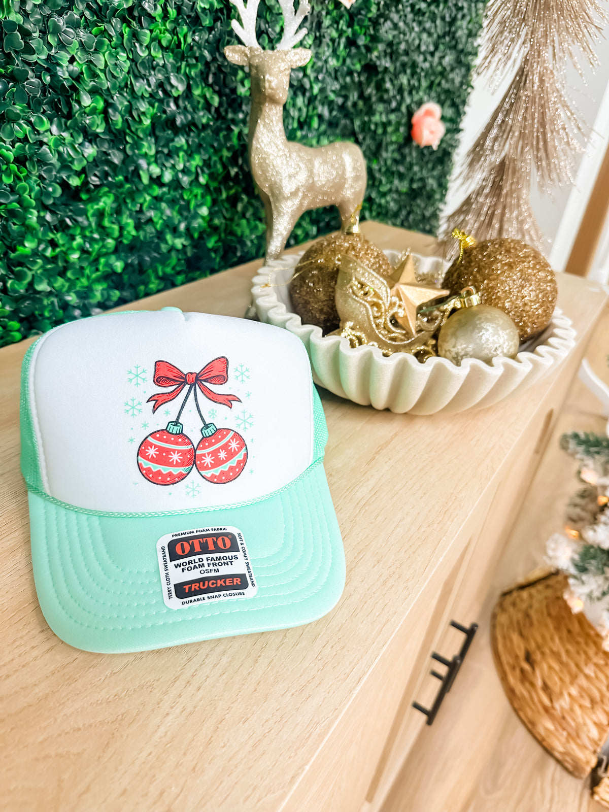 Custom Color Ornament Cherries Trucker Hat