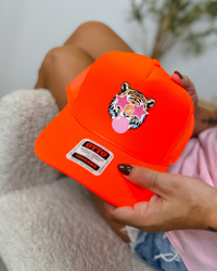 Custom Color Bubble Gum Tiger Trucker Hat