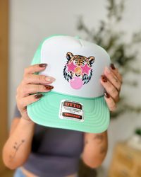 Custom Color Bubble Gum Tiger Trucker Hat