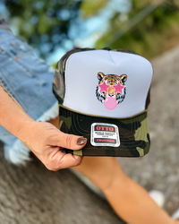 Custom Color Bubble Gum Tiger Trucker Hat