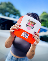 Custom Color Bubble Gum Tiger Trucker Hat