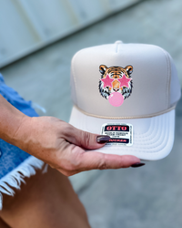 Custom Color Bubble Gum Tiger Trucker Hat
