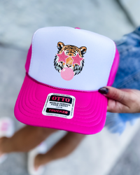 Custom Color Bubble Gum Tiger Trucker Hat