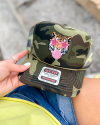 Custom Color Bubble Gum Tiger Trucker Hat