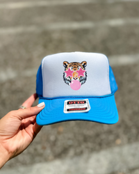 Custom Color Bubble Gum Tiger Trucker Hat