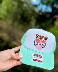 Custom Color Bubble Gum Tiger Trucker Hat