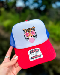 Custom Color Bubble Gum Tiger Trucker Hat