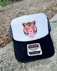 Custom Color Bubble Gum Tiger Trucker Hat
