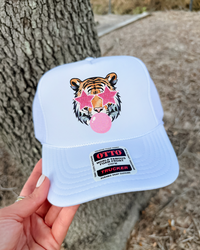 Custom Color Bubble Gum Tiger Trucker Hat