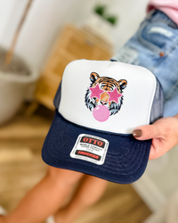 Custom Color Bubble Gum Tiger Trucker Hat