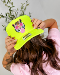 Custom Color Bubble Gum Tiger Trucker Hat