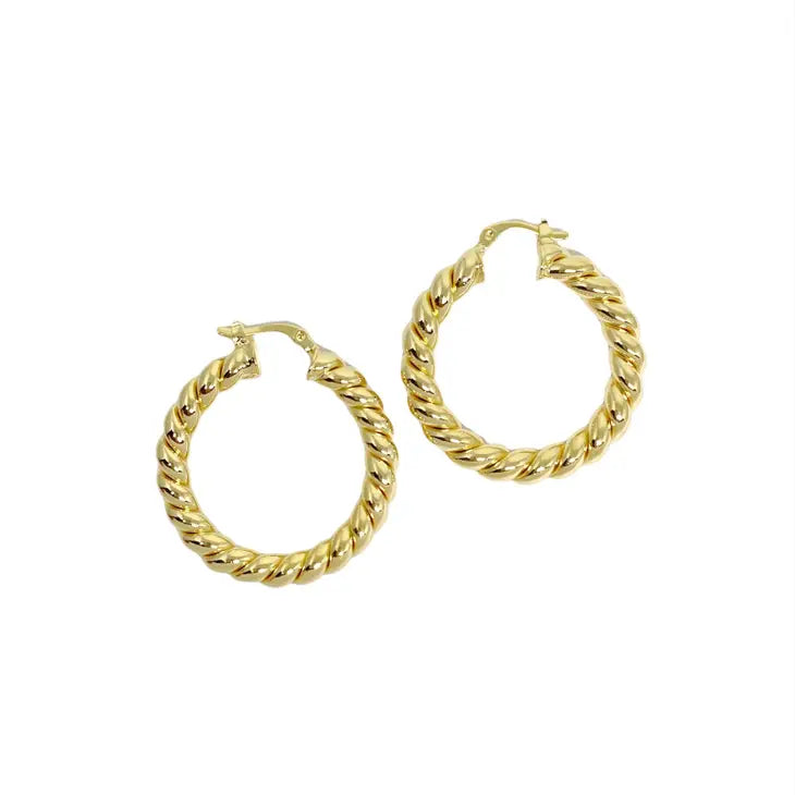 30 mm 18k Gold Filled Twisted Tube Hoop Earrings