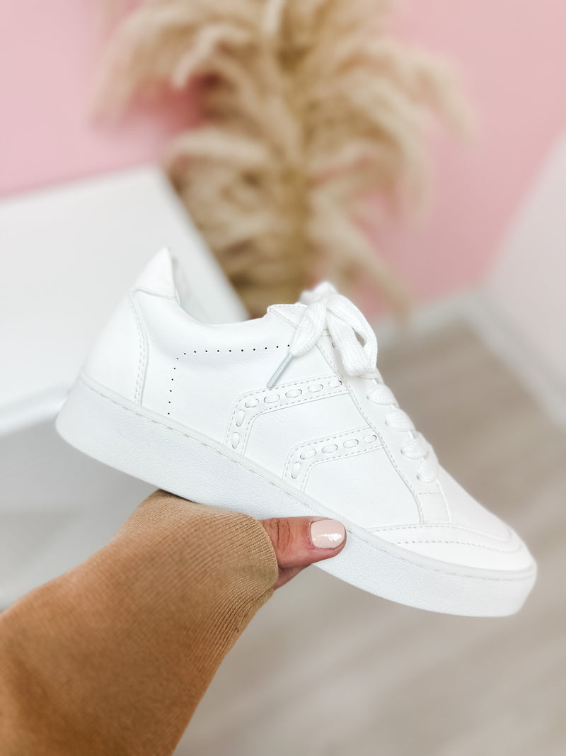 Trendy White Stitched Sneaker