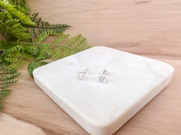 Natasha Marie Square White CZ STUD Earrings